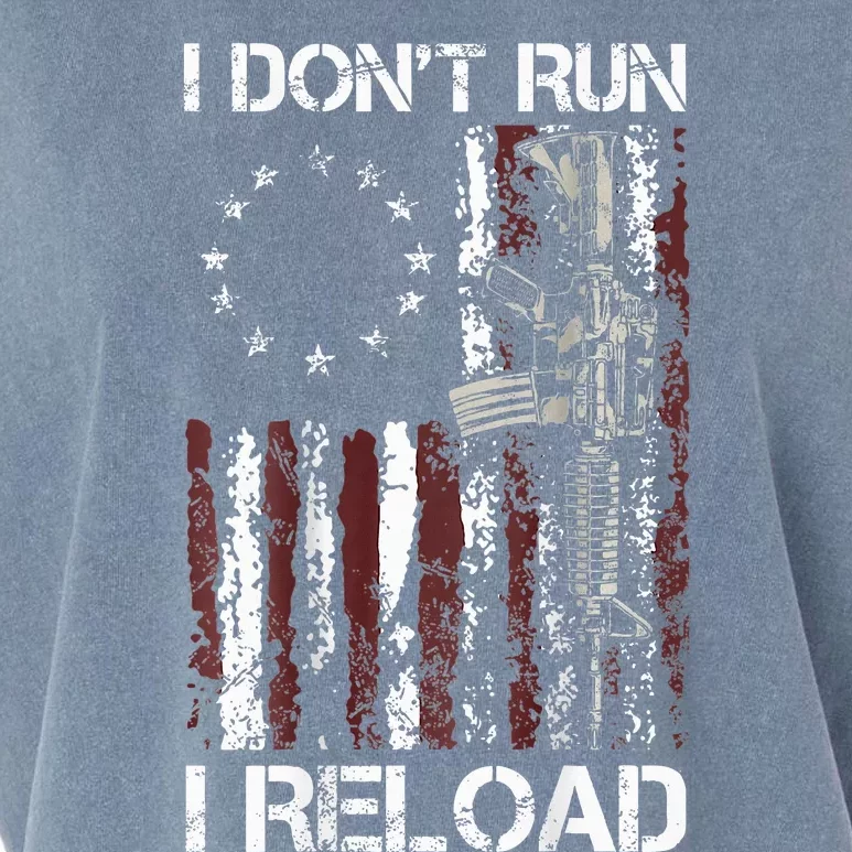 I Don't Run I Reload Gun American Flag Patriots Garment-Dyed Women's Muscle Tee