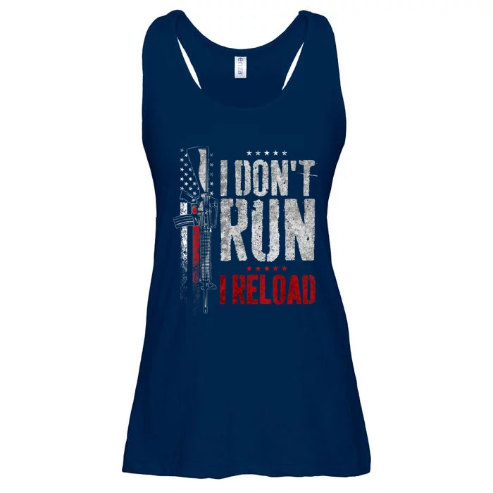 I Don't Run I Reload Vintage US Flag Ladies Essential Flowy Tank