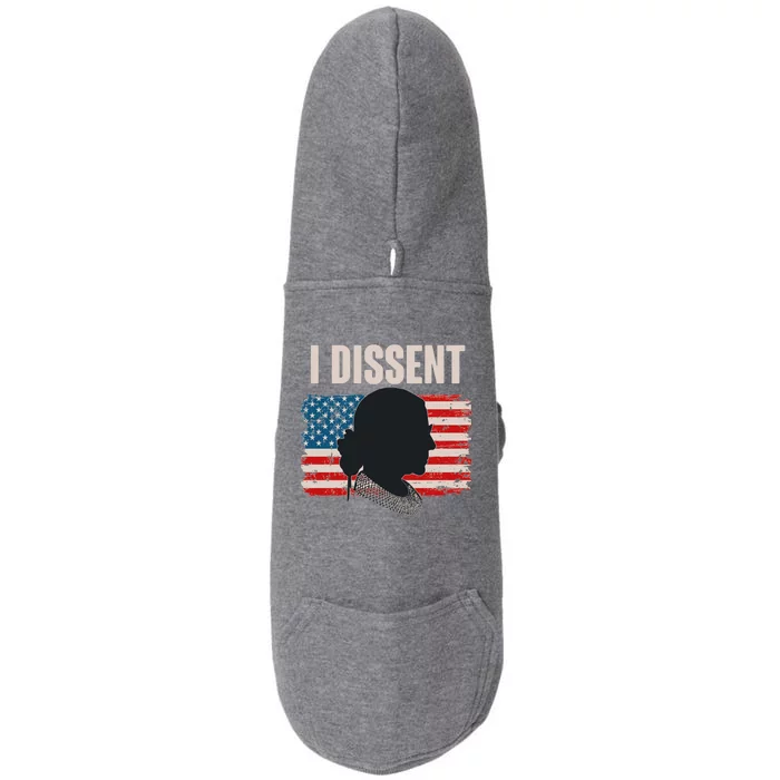 I Dissent Ruth Bader Ginsberg RBG USA American Flag Doggie 3-End Fleece Hoodie