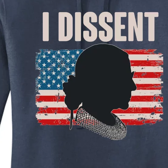 I Dissent Ruth Bader Ginsberg RBG USA American Flag Women's Pullover Hoodie