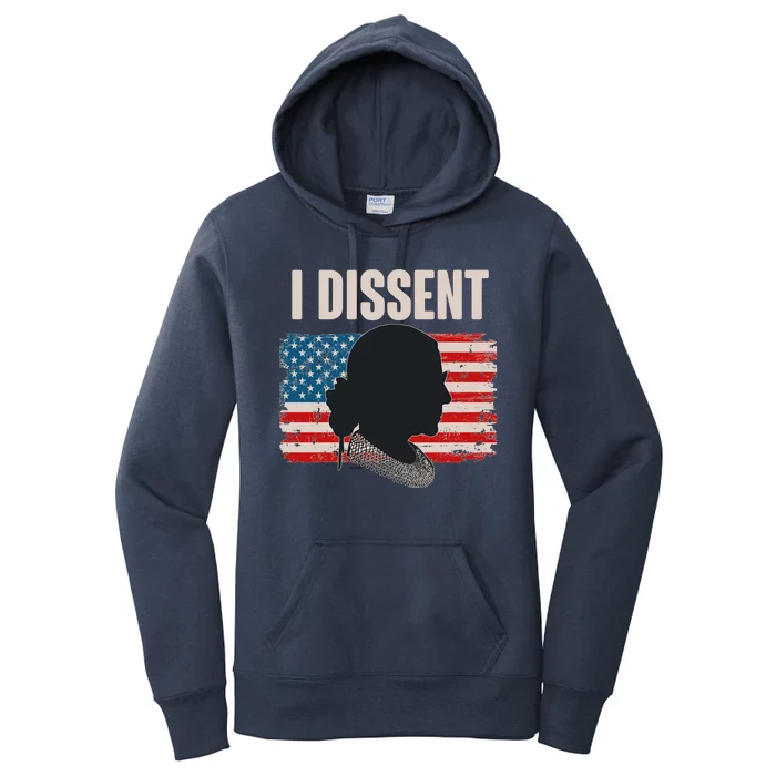 I Dissent Ruth Bader Ginsberg RBG USA American Flag Women's Pullover Hoodie