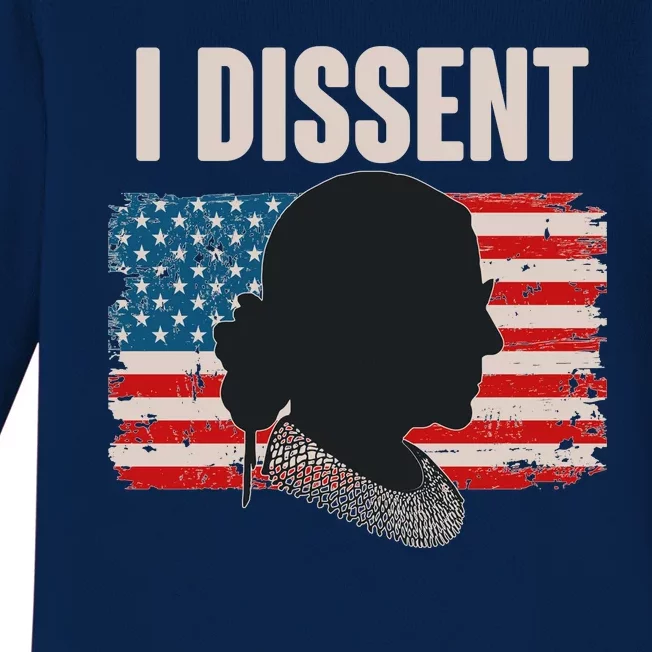 I Dissent Ruth Bader Ginsberg RBG USA American Flag Baby Long Sleeve Bodysuit