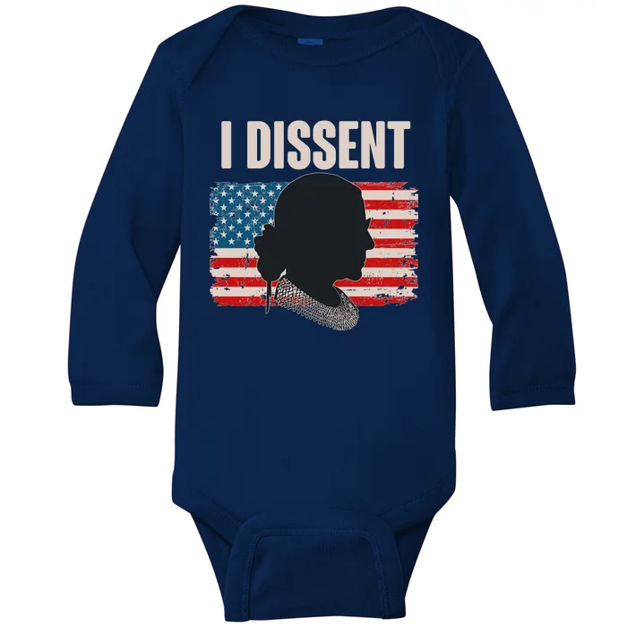 I Dissent Ruth Bader Ginsberg RBG USA American Flag Baby Long Sleeve Bodysuit