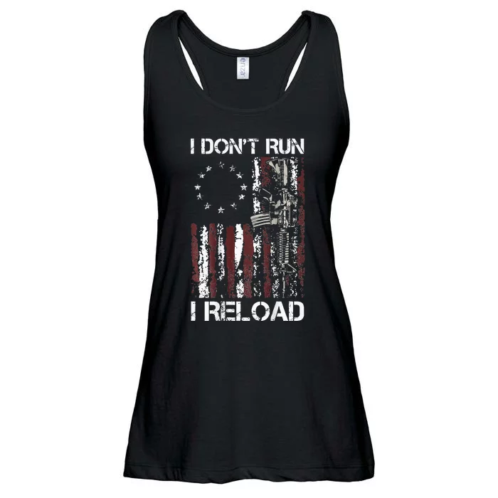 I Dont Run I Reload Gun American Flag Patriots Ladies Essential Flowy Tank