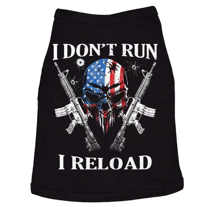 I don't Run I Reload Gun Rights AR15 Skull American Flag Doggie Tank