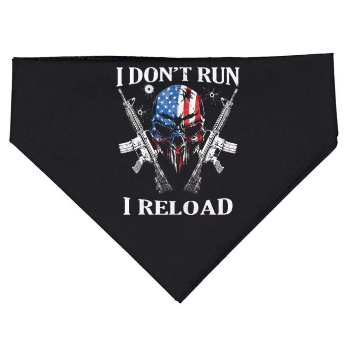 I don't Run I Reload Gun Rights AR15 Skull American Flag USA-Made Doggie Bandana