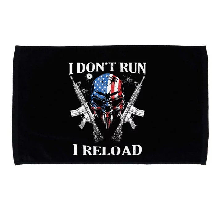 I don't Run I Reload Gun Rights AR15 Skull American Flag Microfiber Hand Towel