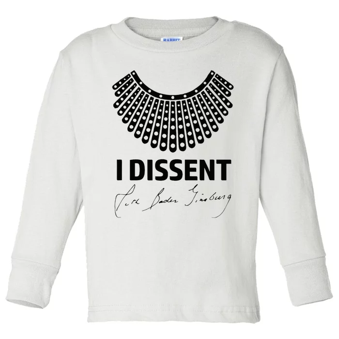 I Dissent Rbg Ruth Bader Ginsburg Rights Equality Toddler Long Sleeve Shirt