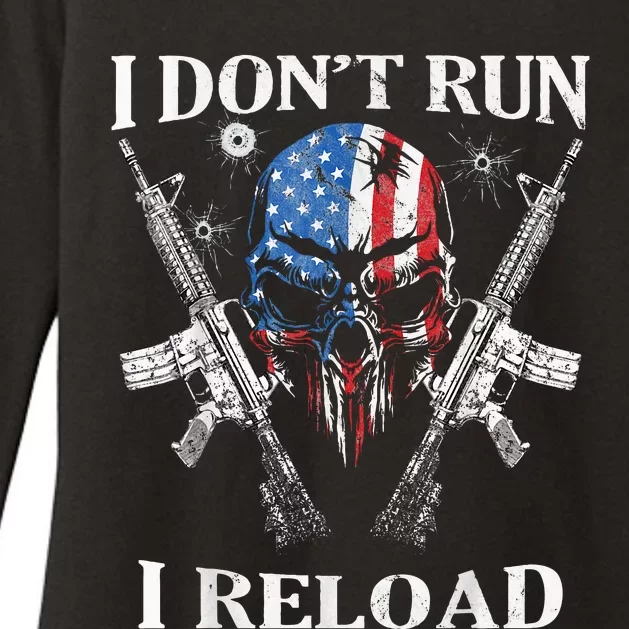 I DonT Run I Reload Gun Rights Ar 15 Skull American Flag Womens CVC Long Sleeve Shirt