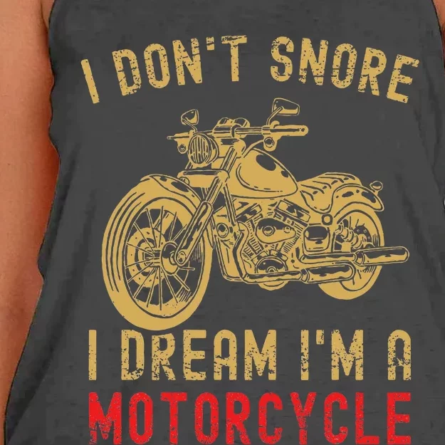 I DonT Snore I Dream IM A Motorcycle Women's Knotted Racerback Tank