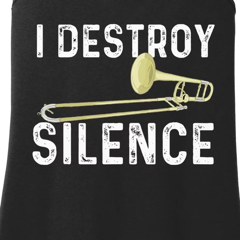 I Destroy Silence Trombonist Trombone Player Marching Band Ladies Essential Tank