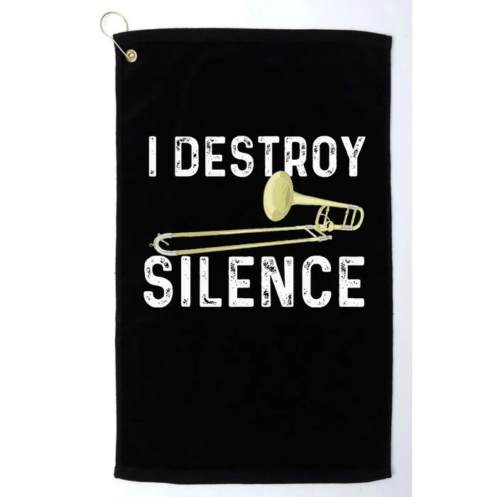 I Destroy Silence Trombonist Trombone Player Marching Band Platinum Collection Golf Towel