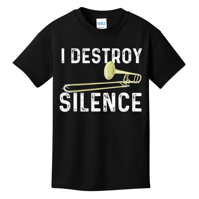 I Destroy Silence Trombonist Trombone Player Marching Band Kids T-Shirt