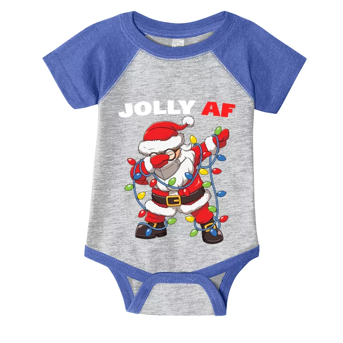 Inappropriate Dabbing Santa In Face Mask Garland Jolly Af Gift Infant Baby Jersey Bodysuit