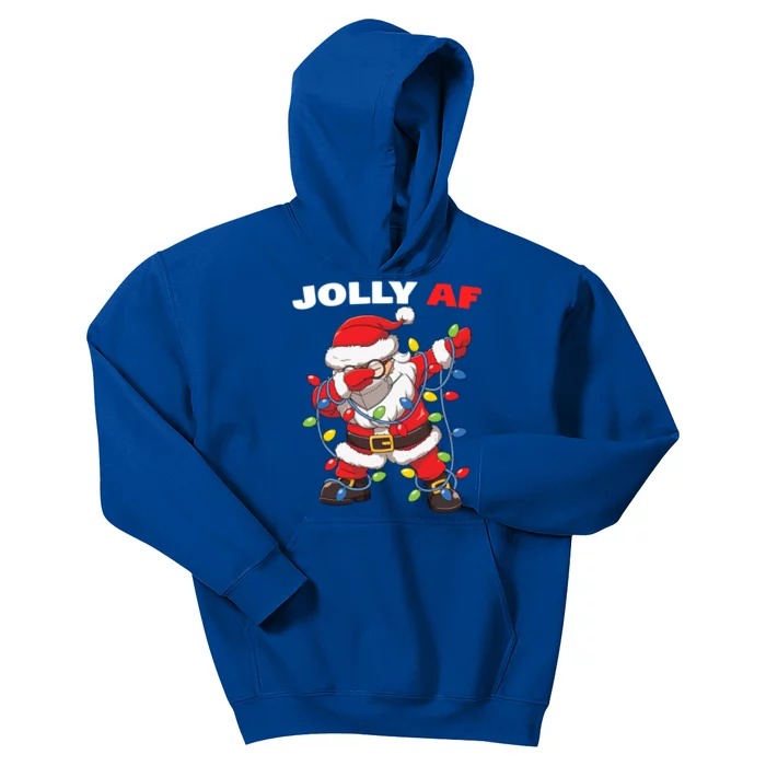 Inappropriate Dabbing Santa In Face Mask Garland Jolly Af Gift Kids Hoodie