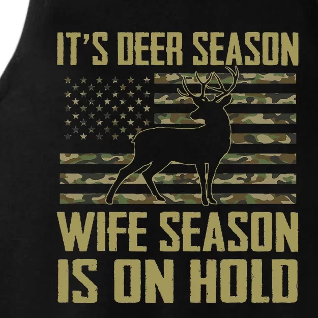 ItS Deer Season Wife Season Is On Hold Ladies Tri-Blend Wicking Tank