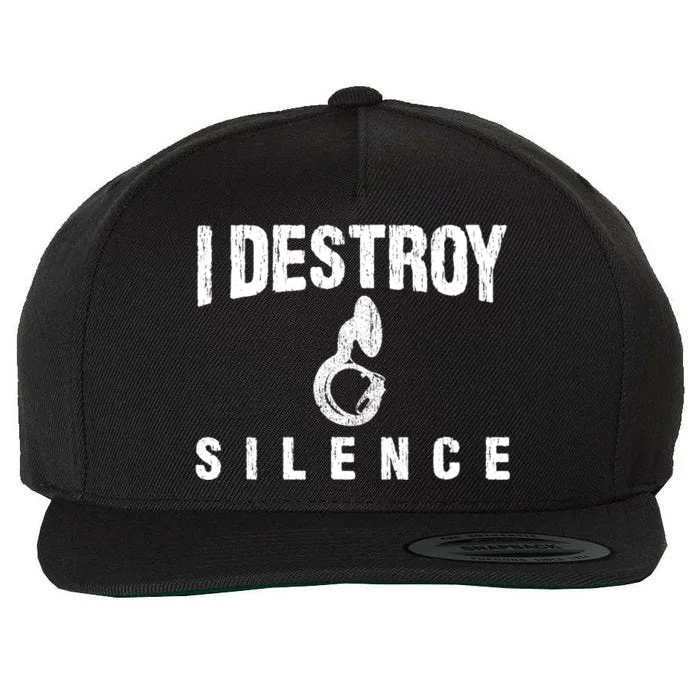 I Destroy Silence Sousaphone Funny Marching Band Gift Wool Snapback Cap