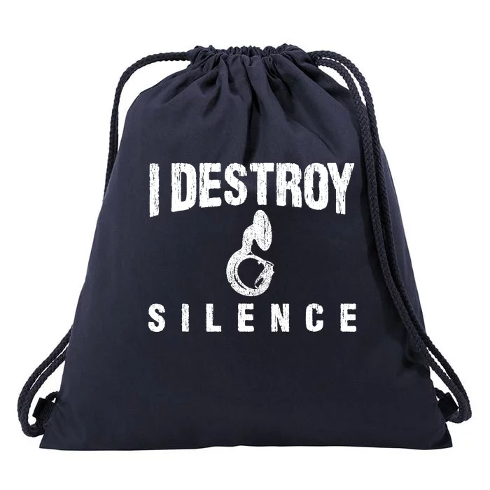 I Destroy Silence Sousaphone Funny Marching Band Gift Drawstring Bag