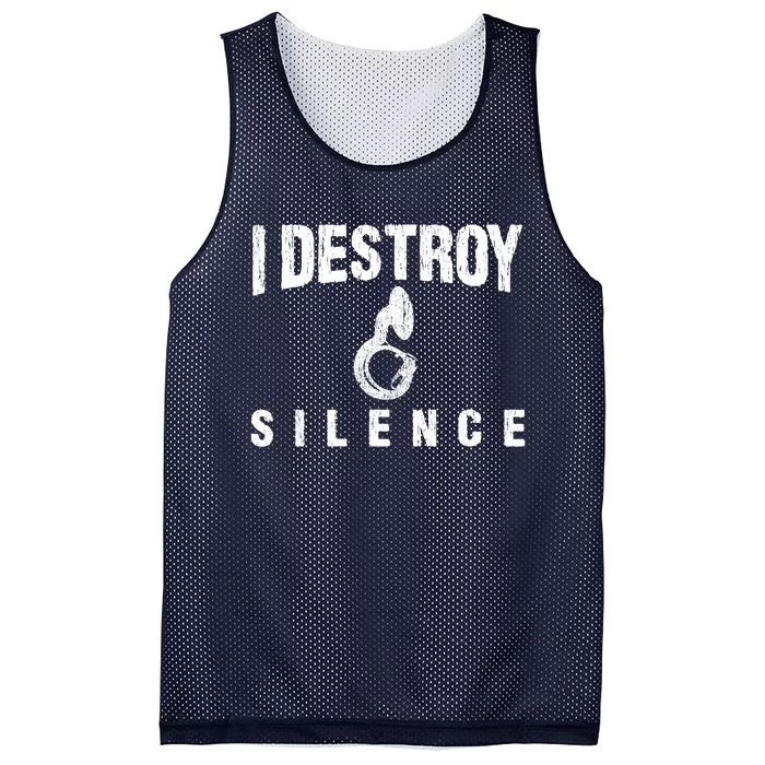 I Destroy Silence Sousaphone Funny Marching Band Gift Mesh Reversible Basketball Jersey Tank