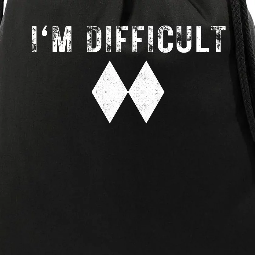 IM Difficult Skiing Skier Snowboard Double Black Diamonds Drawstring Bag