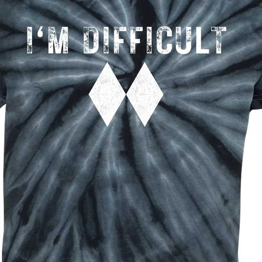 IM Difficult Skiing Skier Snowboard Double Black Diamonds Kids Tie-Dye T-Shirt