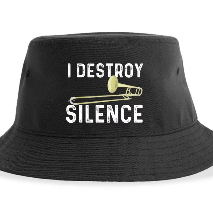 I Destroy Silence Trombonist Trombone Player Marching Band Sustainable Bucket Hat