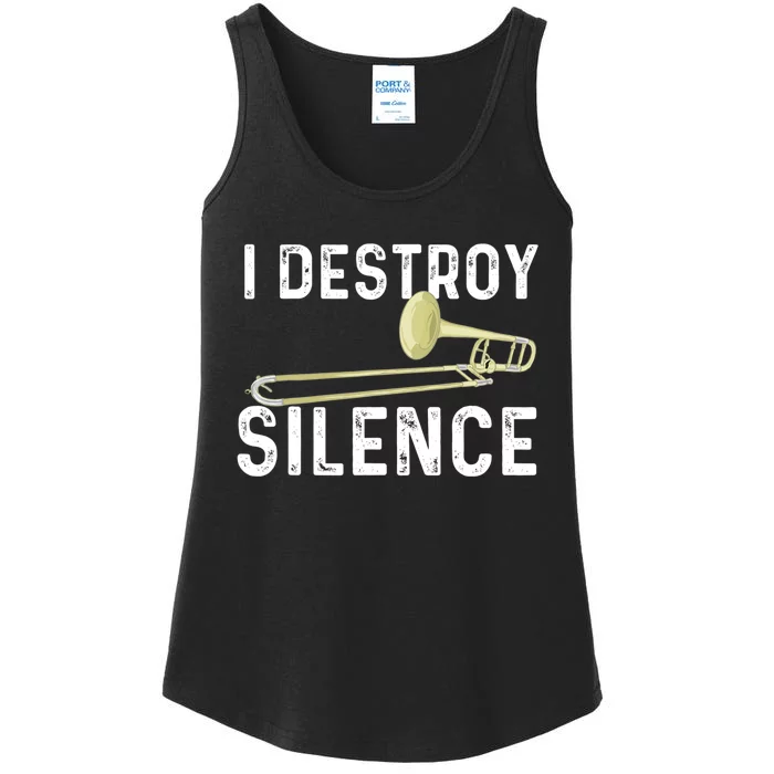 I Destroy Silence Trombonist Trombone Player Marching Band Ladies Essential Tank