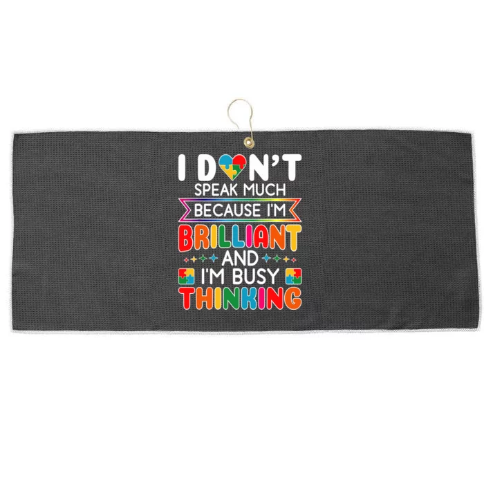 I Dont Speak Much Brilliant Autism Autistic Boy Girl Large Microfiber Waffle Golf Towel