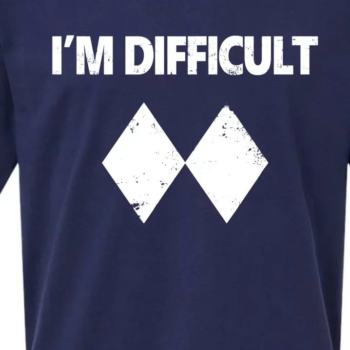 I'm Difficult Skiing Skier Snowboard Double Black Diamonds Sueded Cloud Jersey T-Shirt