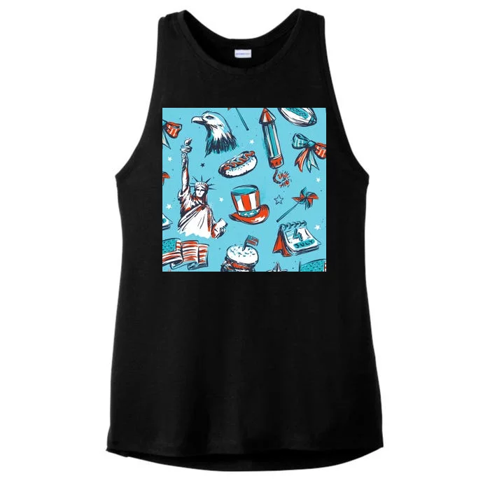 Independence Day Statue Of Liberty Ladies Tri-Blend Wicking Tank