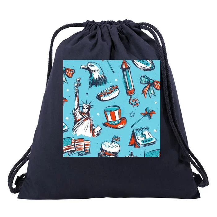 Independence Day Statue Of Liberty Drawstring Bag