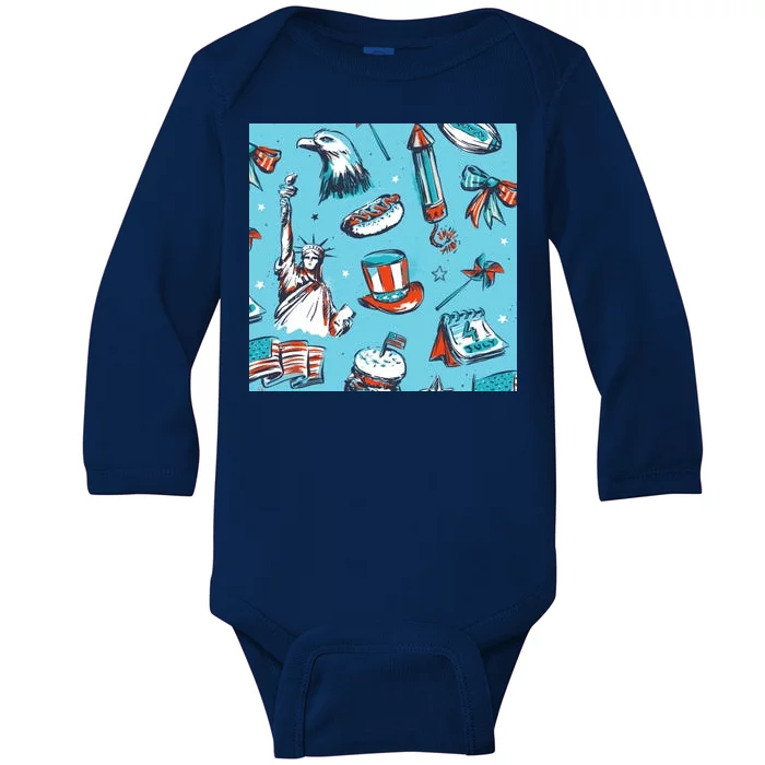 Independence Day Statue Of Liberty Baby Long Sleeve Bodysuit