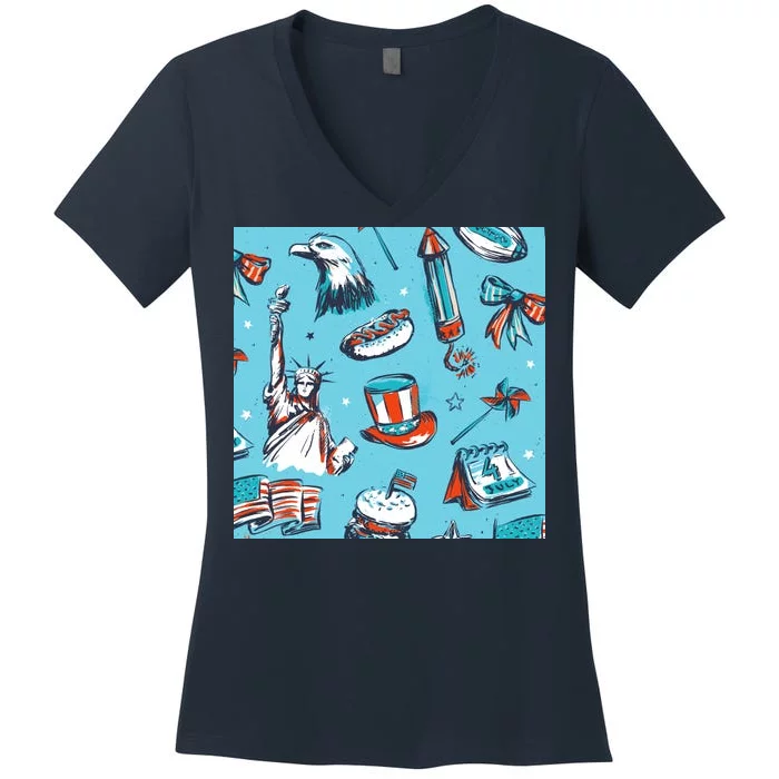 Independence Day Statue Of Liberty Women's V-Neck T-Shirt