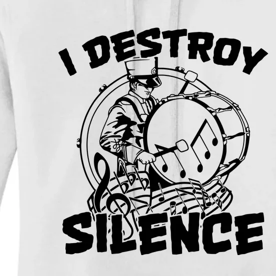 I Destroy Silence Bass Drum Marching Band Women's Pullover Hoodie