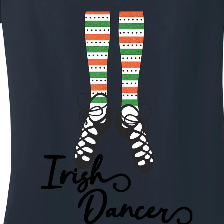 Irish Dance Socks Shoes for Girl in St Patrick's day Women's V-Neck T-Shirt