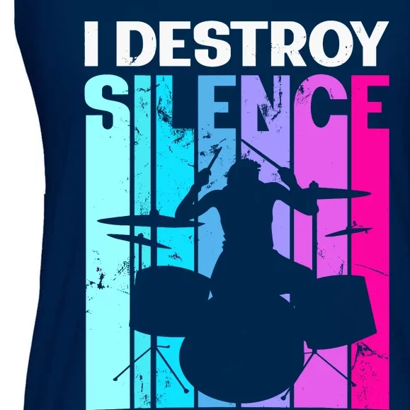 I Destroy Silence Drums Musician Drummer Drum Player Gift Ladies Essential Flowy Tank