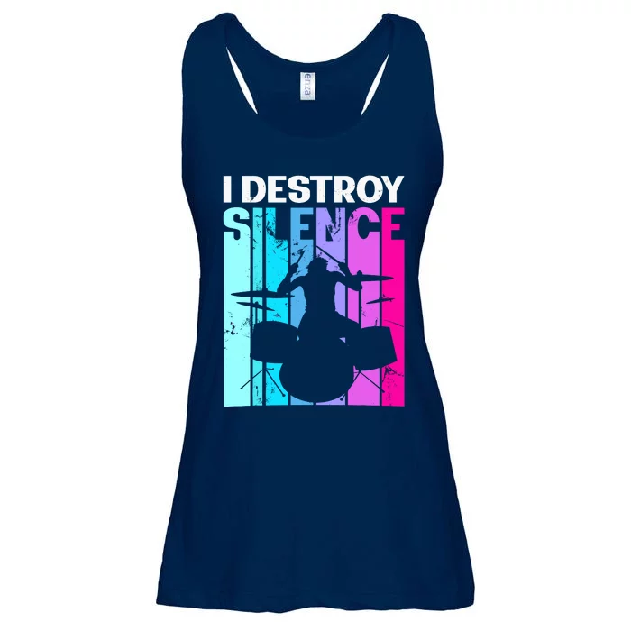 I Destroy Silence Drums Musician Drummer Drum Player Gift Ladies Essential Flowy Tank