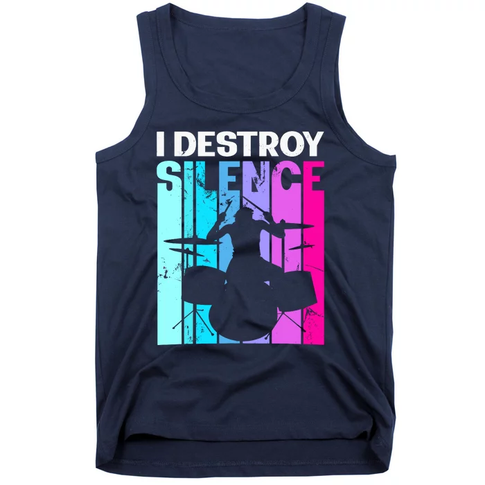 I Destroy Silence Drums Musician Drummer Drum Player Gift Tank Top