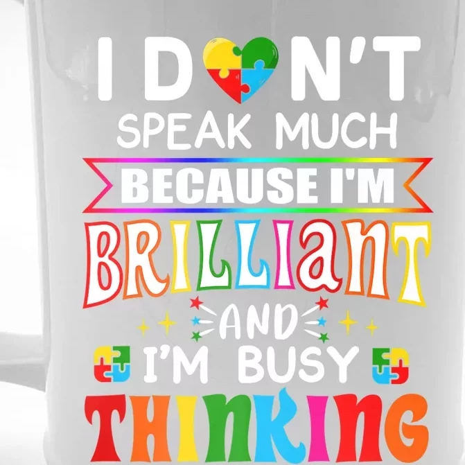 I Dont Speak Much Brilliant Autism Gift Autistic Boys Girls Gift Front & Back Beer Stein