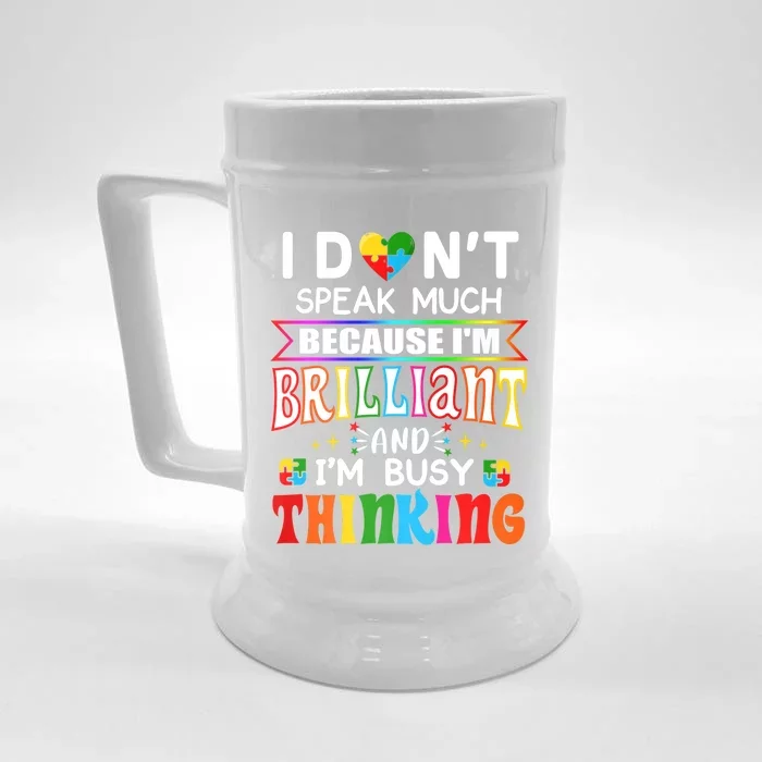 I Dont Speak Much Brilliant Autism Gift Autistic Boys Girls Gift Front & Back Beer Stein