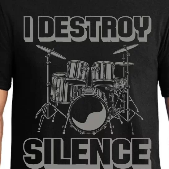 I Destroy Silence Funny Drummer Drum Player Music Pun Outfit Pajama Set