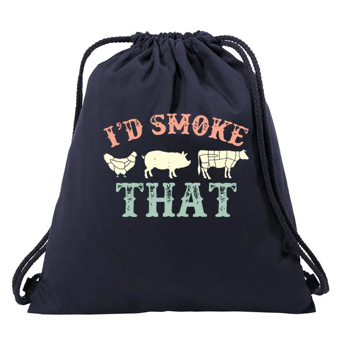 I D Smoke That Grilling Barbeque BBQ Drawstring Bag