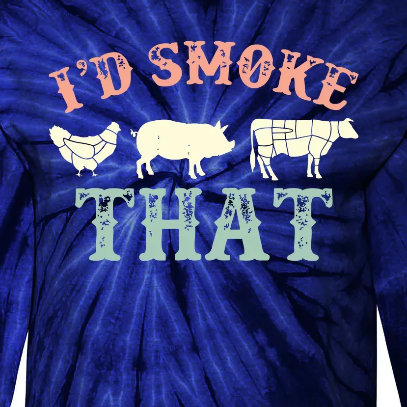 I D Smoke That Grilling Barbeque BBQ Tie-Dye Long Sleeve Shirt