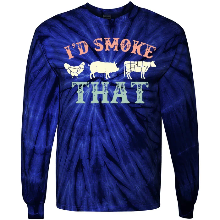 I D Smoke That Grilling Barbeque BBQ Tie-Dye Long Sleeve Shirt