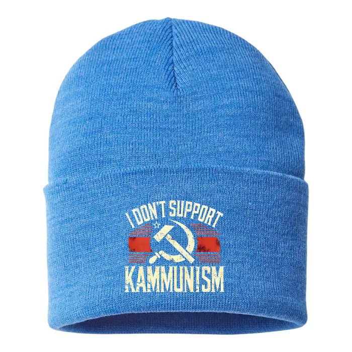 I DonT Support Kammunism Anti Democrat Sustainable Knit Beanie