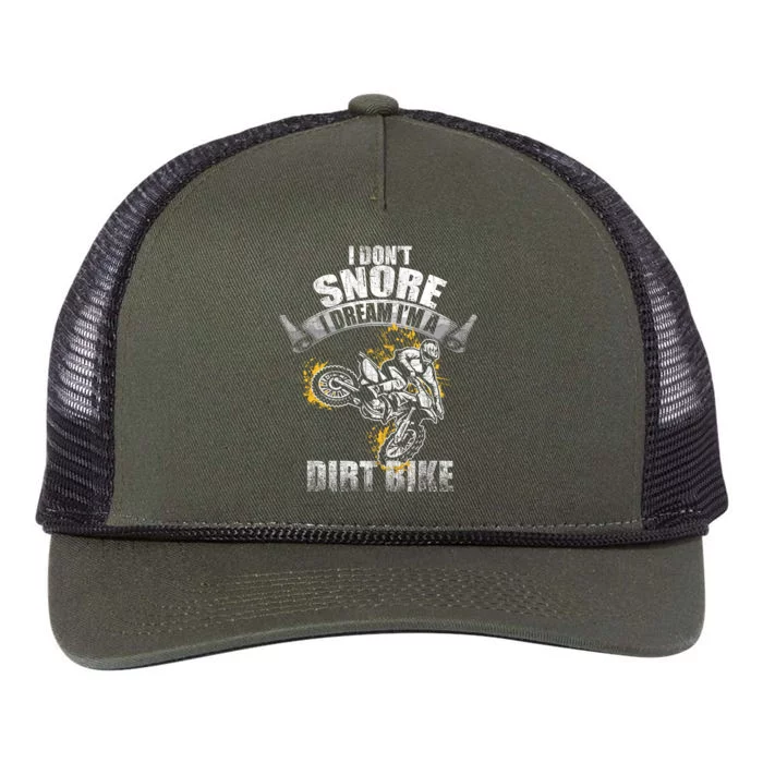 I DonT Snore I Dream IM A Dirtbike Funny Biker Dirt Bike Retro Rope Trucker Hat Cap