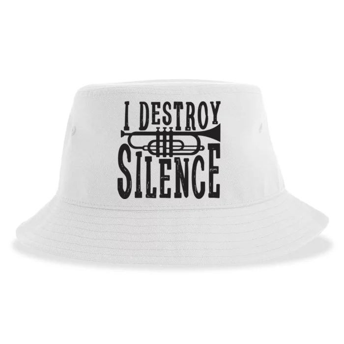 I Destroy Silence Marching Band Trumpet For Men Women Sustainable Bucket Hat