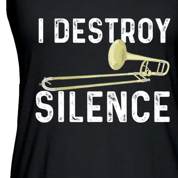 I Destroy Silence Trombonist Trombone Player Marching Band Ladies Essential Flowy Tank