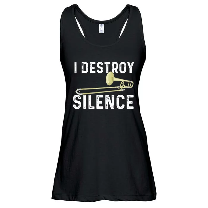 I Destroy Silence Trombonist Trombone Player Marching Band Ladies Essential Flowy Tank