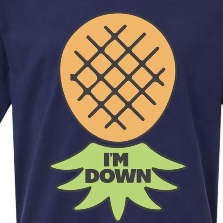 I'm Down Swinger Upside Down Pineapple Gift Sueded Cloud Jersey T-Shirt